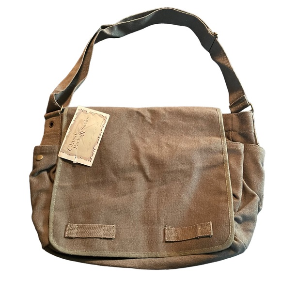 Rothco Classic Canvas Messenger Bag Olive Crossbody Shoulder Bag New With Tags - Picture 1 of 6